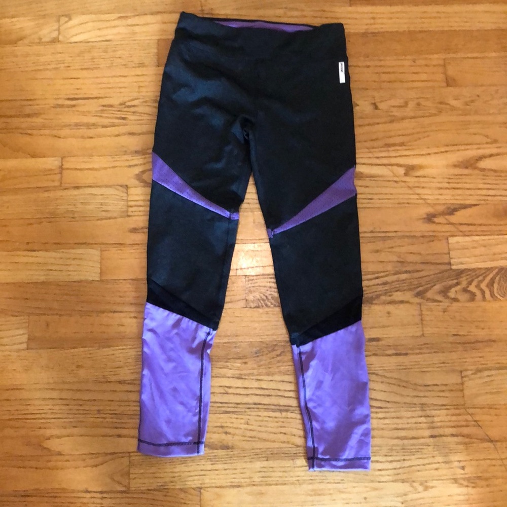 RBX Performance Purple Black leggings Size L 14/16